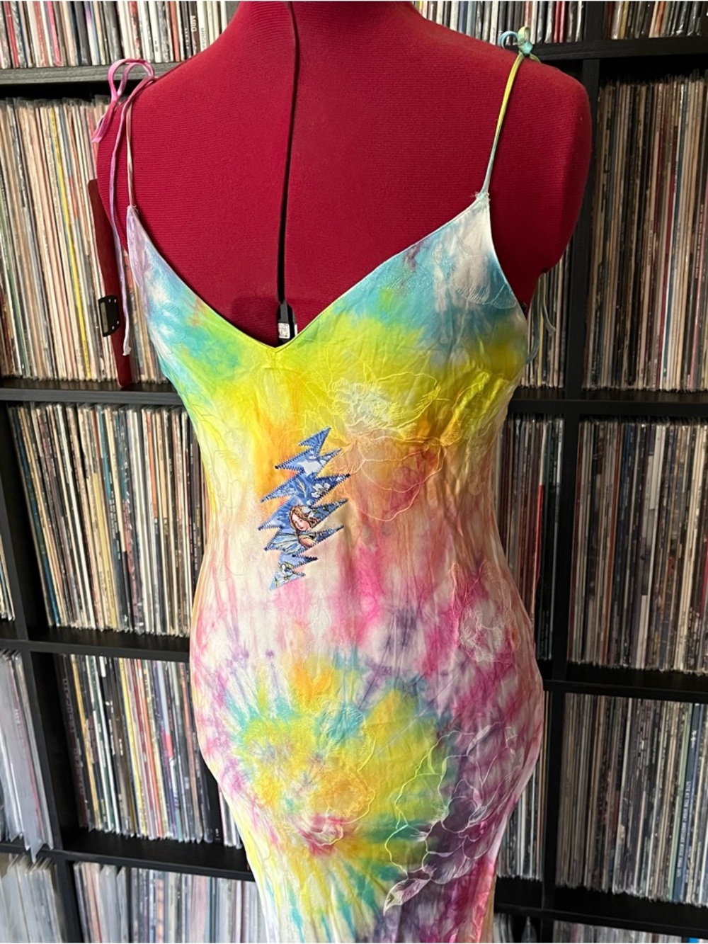 Rainbow swirl hippie slip dress 90s bias stealie bolt dead 💀 grateful faerie ⚡️ - Picture 5 of 15